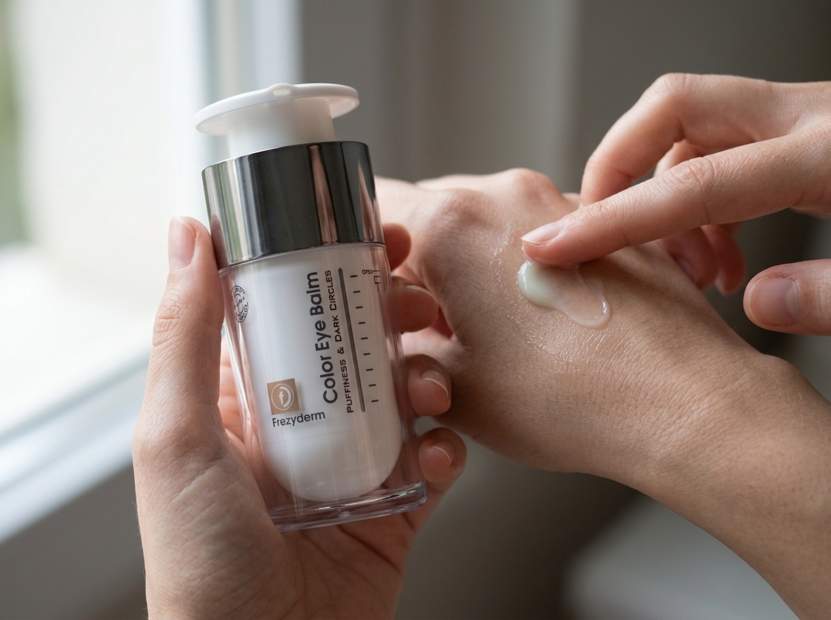 Piel debajo del ojo con una muestra de EYE BALM Frezyderm