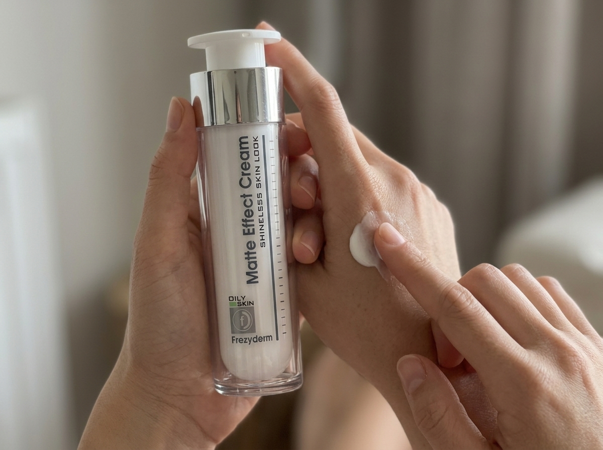 Dorso de la mano con una muestra de la crema MATTE EFFECT Frezyderm