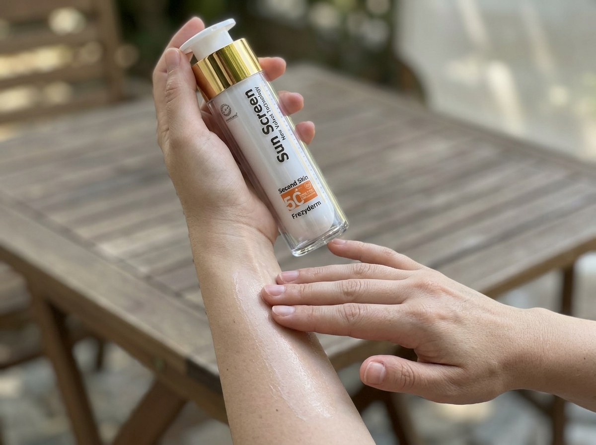 Aplicación de VELVET FACE CREAM SPF 50+ Frezyderm sobre la piel