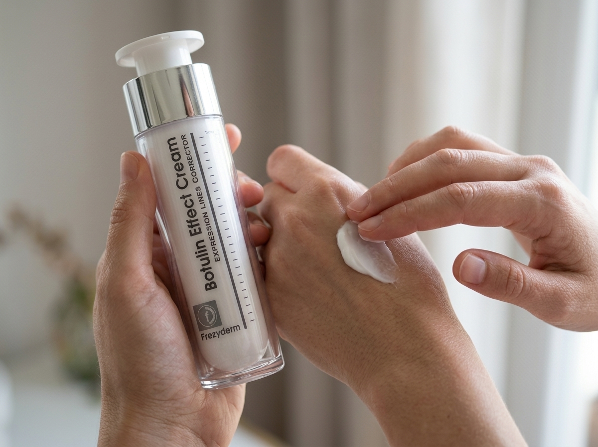 Dorso de la mano con una muestra de crema BOTULIN EFFECT Frezyderm
